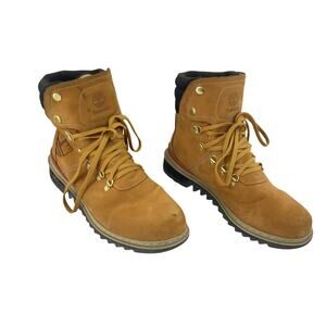 Timberland Tan Leather Lug Sole Faux Fur Lined Boots Men's Size 11.5 Preowned